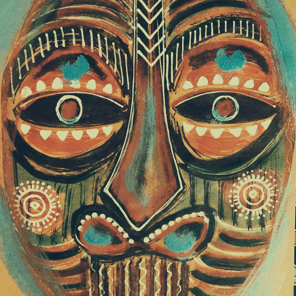 Tribal Mask (PRT_8079_63477) - Canvas Art Print - 11in X 16in