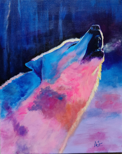 Lone Wolf (ART_7615_63932) - Handpainted Art Painting - 16in X 20in