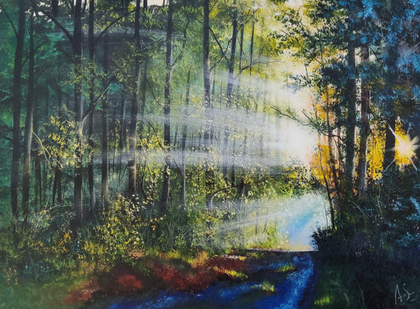 Beautiful Forest (ART_7615_63930) - Handpainted Art Painting - 24in X 18in