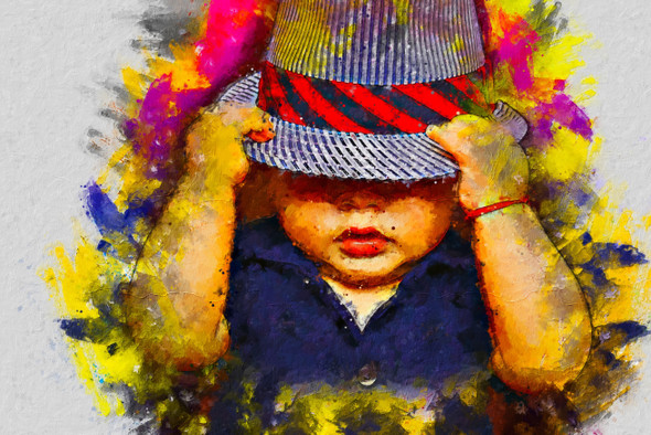 Baby  Watercolor Child (PRT_7809_63898) - Canvas Art Print - 36in X 24in