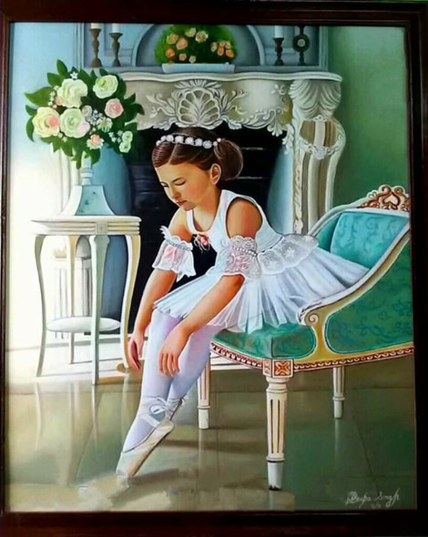 Little Bailey Girl (ART_8424_63760) - Handpainted Art Painting - 30in X 36in