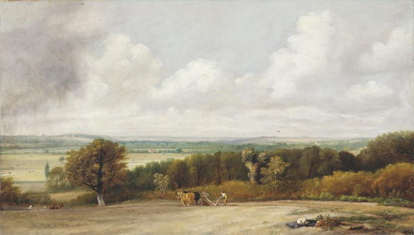 Ploughing Scene In Suffolk (1824) By John Constable (PRT_12317) - Canvas Art Print - 38in X 22in
