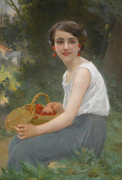 The Cherry Girl By Guillaume Seignac (PRT_12328) - Canvas Art Print - 18in X 26in