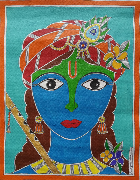 Krishna  (ART_7180_63964) - Handpainted Art Painting - 11in X 9in