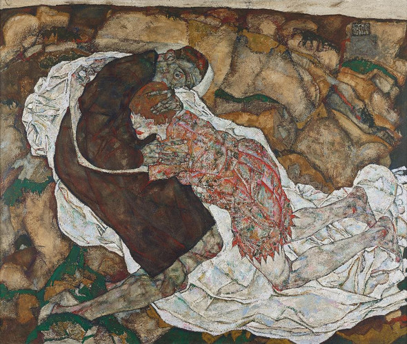 Death And Girl (1915) By Egon Schiele (PRT_12403) - Canvas Art Print - 21in X 18in