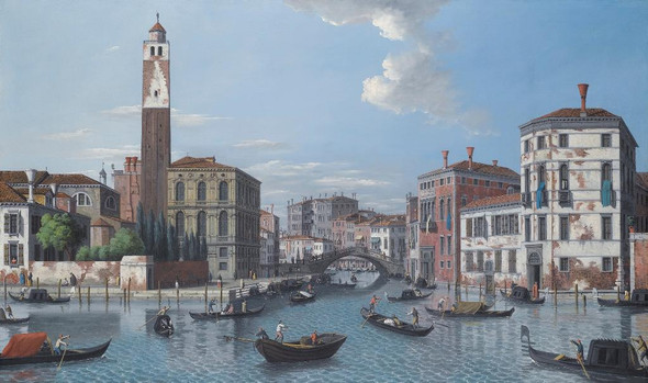 Venice, The Entrance To The Grand Canal At S Geremia (19th Century) (PRT_12417) - Canvas Art Print - 23in X 14in