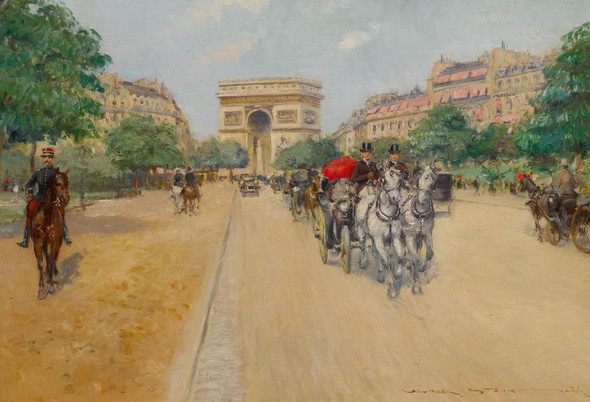 Along The Champs √âlys√©es By Georges Stein (PRT_12409) - Canvas Art Print - 24in X 16in