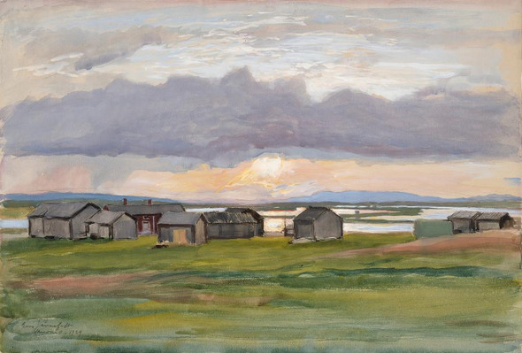 Rakennuksia Rannalla (Muonio) (1929) By Eero J√§rnefelt (PRT_12473) - Canvas Art Print - 26in X 18in