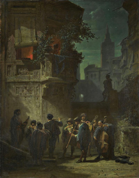 Spanisches St√§ndchen (Um 1856) By Carl Spitzweg (PRT_12568) - Canvas Art Print - 23in X 29in