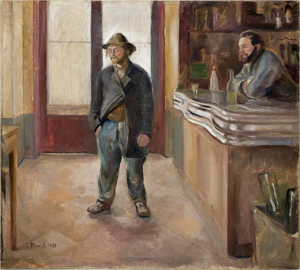 In The Tavern (1890) By Edvard Munch (PRT_12576) - Canvas Art Print - 34in X 30in