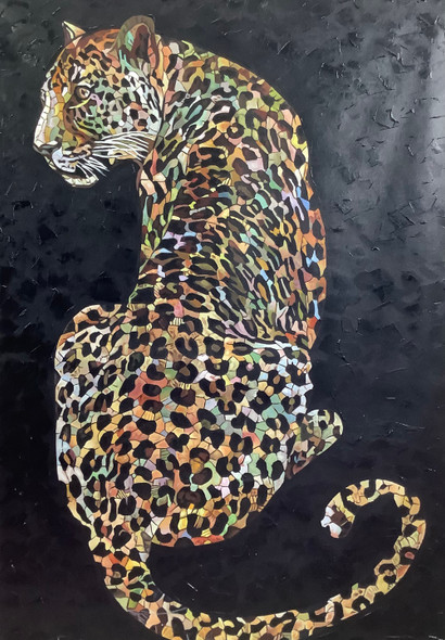 A BIG CAT BY ARTOHOLIC (ART_3319_64505) - Handpainted Art Painting - 24in X 48in