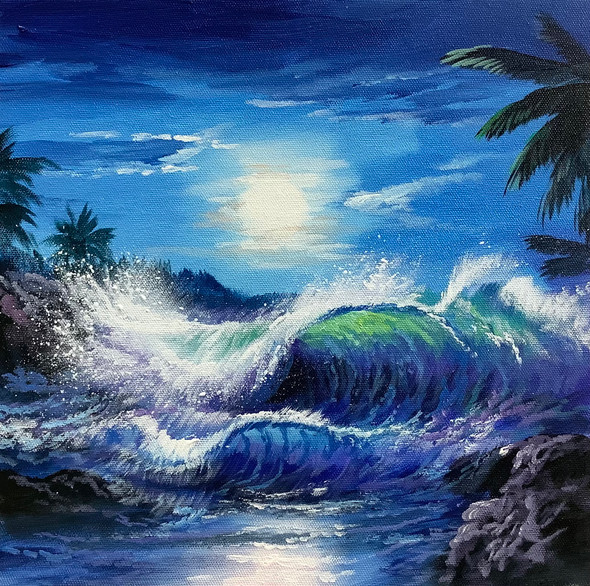 SEA WAVES BY ARTOHOLIC (ART_3319_64504) - Handpainted Art Painting - 30in X 30in