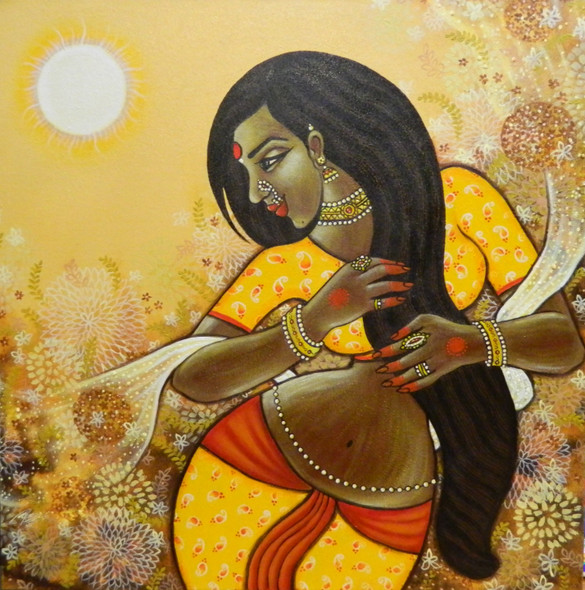 Swarnakanti  (ART_7261_64322) - Handpainted Art Painting - 24in X 24in