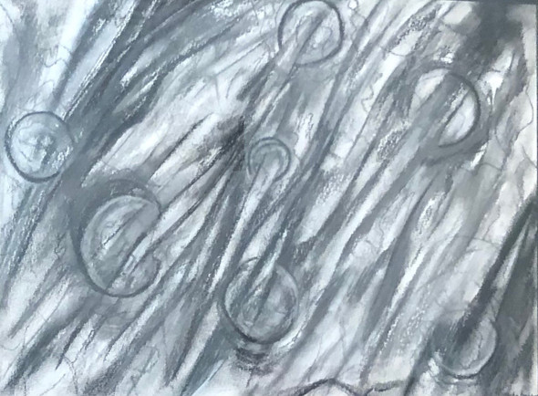 Creation-Dry Pastel on Paper Monochromatic (ART_3817_64285) - Handpainted Art Painting - 19in X 14in