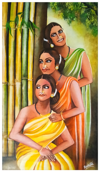 SAHELI (ART_7440_64253) - Handpainted Art Painting - 15in X 27in