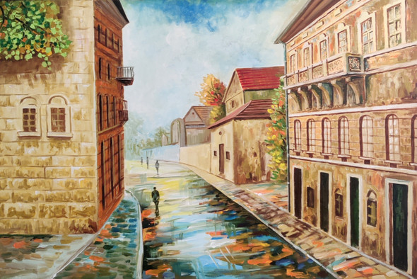 Quite Morning - Cityscape  (ART_7345_64223) - Handpainted Art Painting - 36in X 24in