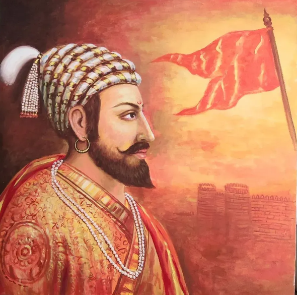 The Great Chatrapati Shivaji Maharaj (ART_7345_64216) - Handpainted Art Painting - 36in X 36in