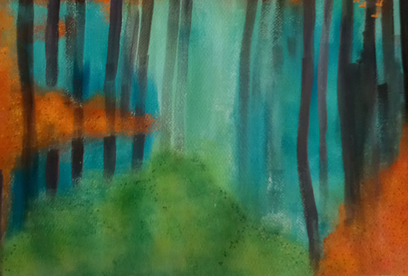 Enchanted Forest - Abstract Art (ART_8429_64227) - Handpainted Art Painting - 15in X 10in