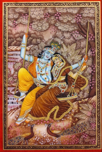 Radha Krishna PaintingKrishna Radha PaintingKrishna Painting On Colth (ART_7555_64029) - Handpainted Art Painting - 18in X 24in
