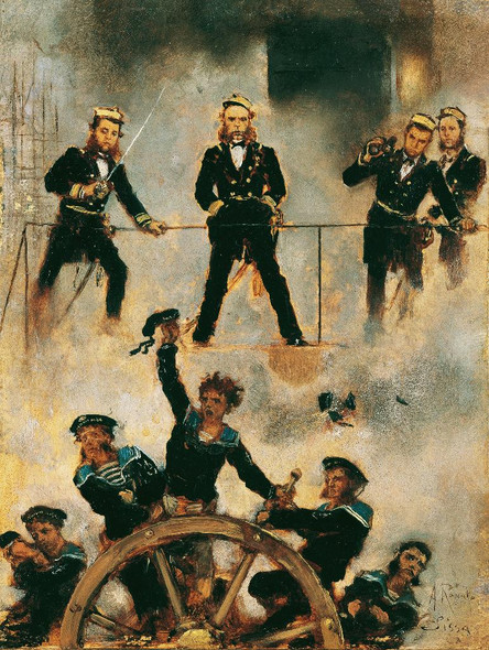 Tegetthoff In Der Seeschlacht Bei Lissa II (1880) By Anton Romako (PRT_13198) - Canvas Art Print - 16in X 22in
