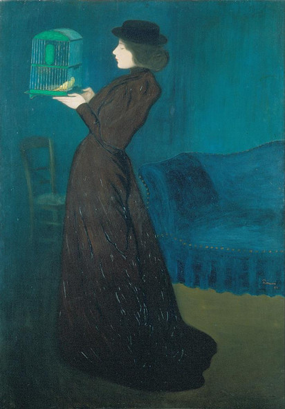 Woman With A Birdcage (1892) By J√≥zsef Rippl R√≥nai (PRT_13129) - Canvas Art Print - 15in X 21in