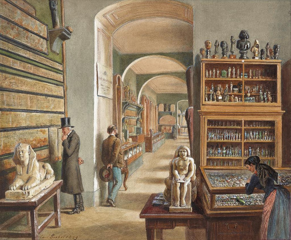 Das Zweite Kabinett Der √§gyptischen Sammlung (1889) By Carl Goebel The Younger (PRT_13170) - Canvas Art Print - 21in X 17in