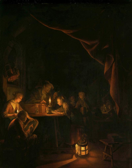 The Night School (1660) By Gerrit Dou (PRT_13139) - Canvas Art Print - 26in X 33in