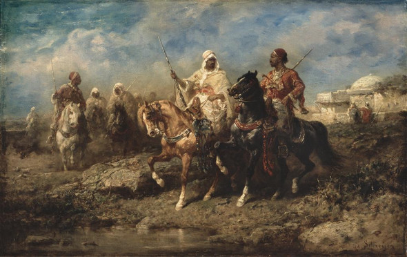 Arabs By Adolf Schreyer (PRT_13226) - Canvas Art Print - 27in X 17in