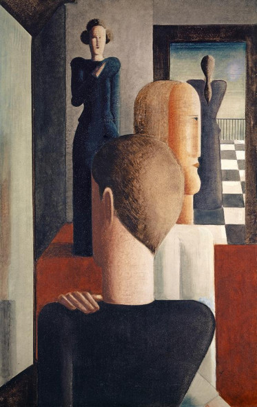 Interior With Five Figures, Roman (1925) By Oskar Schlemmer (PRT_13763) - Canvas Art Print - 25in X 39in