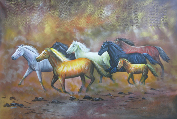 7 Good Luck Horses Rajmer02 - 36in X 24in,RAJMER50_3624,Acrylic Colors,Horses,Graces,Race,Achiever,Racing - Buy Paintings online in India