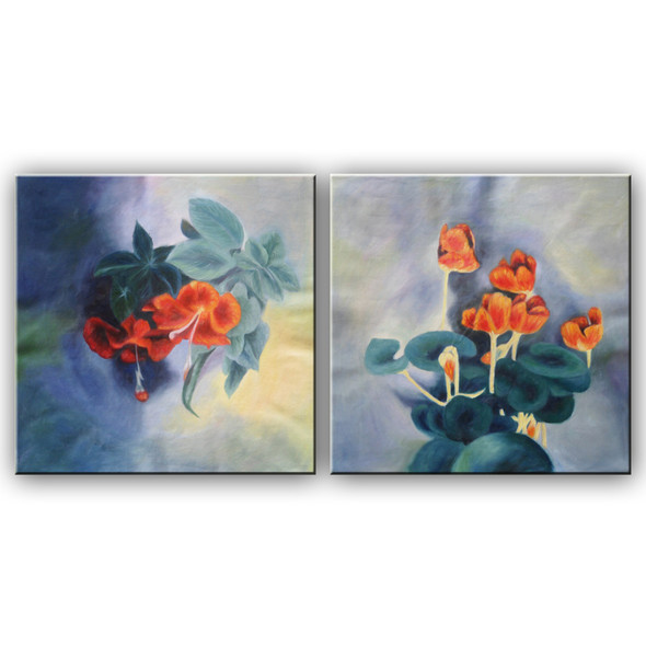 Blossom Pair 02 - Handpainted Art Painting - 40in X 20in