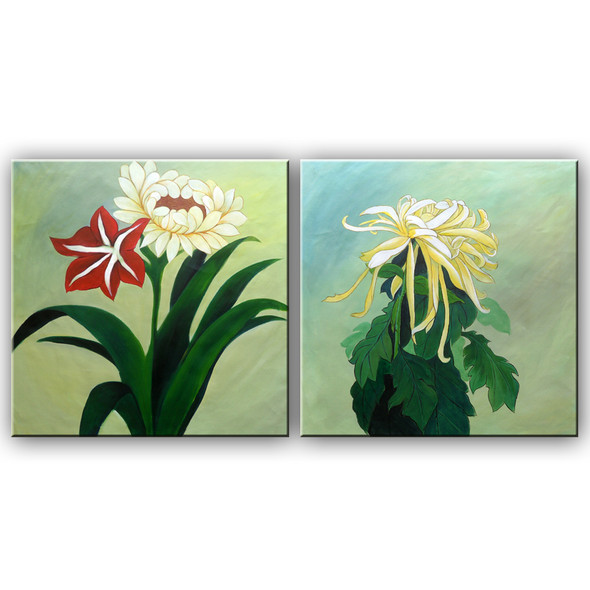 Blossom Pair 03 - Handpainted Art Painting - 40in X 20in