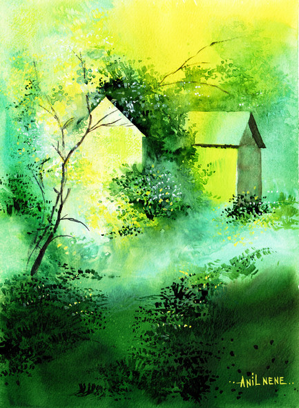 House In Farm (PRT_924_65204) - Canvas Art Print - 11in X 15in