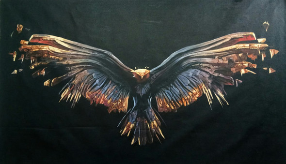 ON THE HUNT FLYING EAGLE PAINTING BY ARTOHOLIC (ART_3319_65121) - Handpainted Art Painting - 48in X 24in