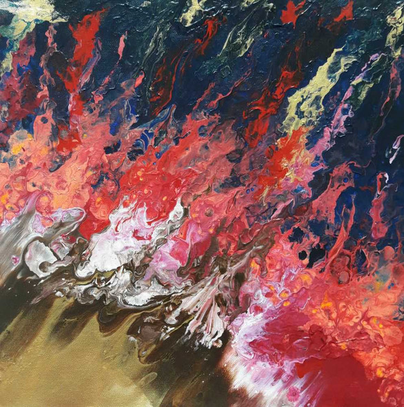 Elegance Abstract Fluid Art (ART_8034_65061) - Handpainted Art Painting - 16in X 16in
