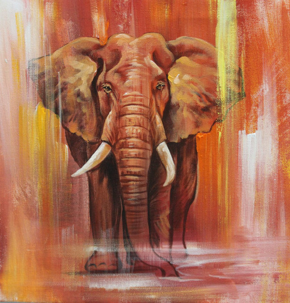 ELEPHANT PAINTING VASTU (ART_3319_64970) - Handpainted Art Painting - 24in X 24in