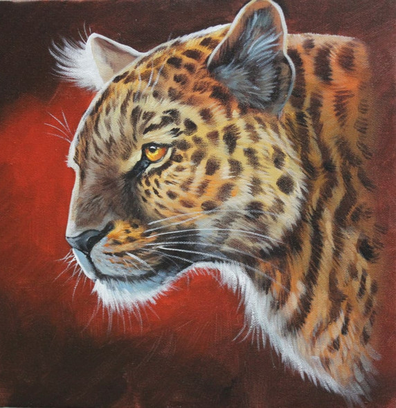 LEOPARD PORTRAIT BY ARTOHOLIC (ART_3319_64915) - Handpainted Art Painting - 30in X 30in