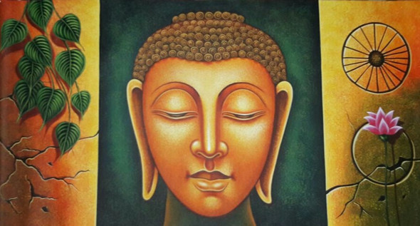 BUDDHA PAINTING VASTU BY ARTOHOLIC-06 (ART_3319_64898) - Handpainted Art Painting - 36in X 24in