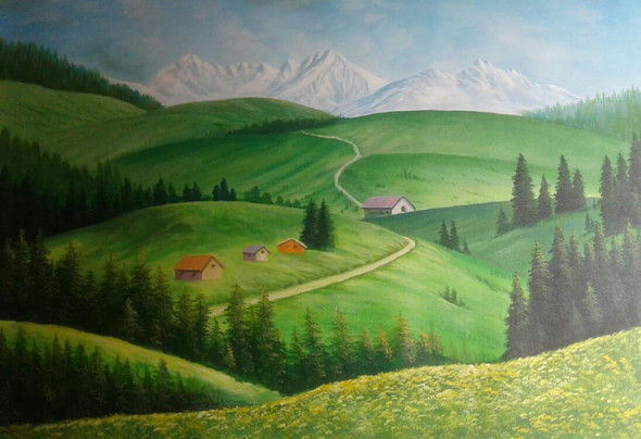 WAY TO PEACE SCENERY BY ARTOHOLIC (ART_3319_64807) - Handpainted Art Painting - 36in X 24in