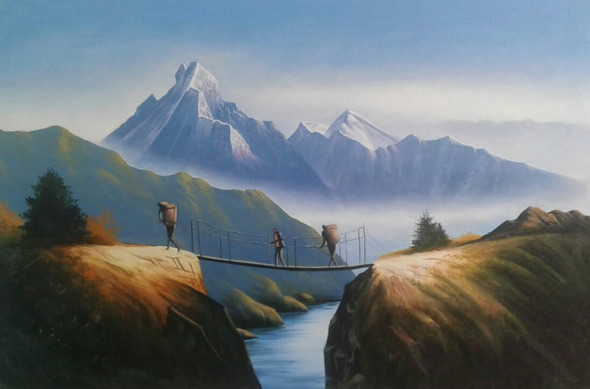 WAY TO HEAVEN SCENERY BY ARTOHOLIC (ART_3319_64802) - Handpainted Art Painting - 36in X 24in