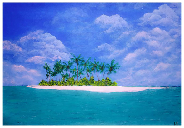 Maldives- the paradise island (ART_8466_64665) - Handpainted Art Painting - 35in X 24in