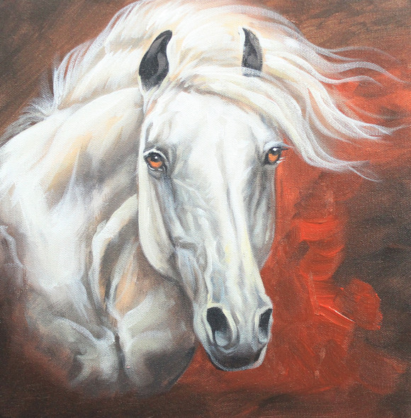 HORSE PAINTING VASTU BY ARTOHOLIC (ART_3319_64729) - Handpainted Art Painting - 24in X 24in