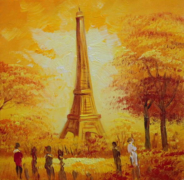 WAY TO EIFFEL TOWER BY ARTOHOLIC (ART_3319_64728) - Handpainted Art Painting - 30in X 30in