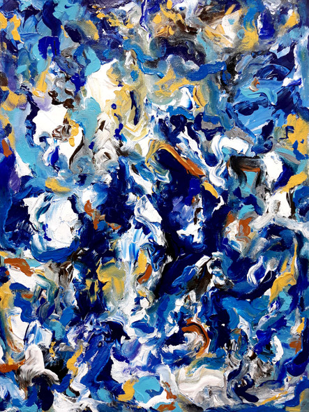 Abstract Denim (ART_8034_62745) - Handpainted Art Painting - 12in X 16in