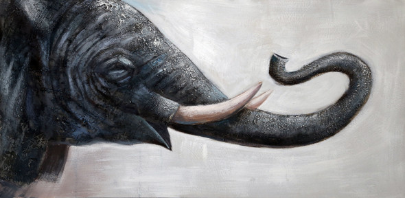 The Elephants Blessings (ART_5777_33629) - Handpainted Art Painting - 48in X 24in