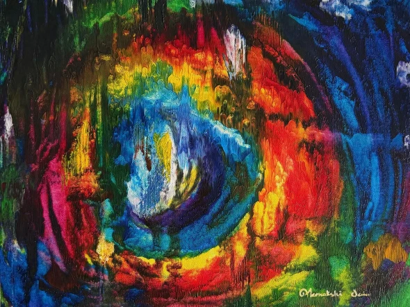 The Mystery Unfolds (ART_5820_65268) - Handpainted Art Painting - 18in X 14in