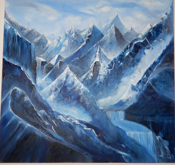 Blue Mountains (ART_8387_62497) - Handpainted Art Painting - 30in X 30in