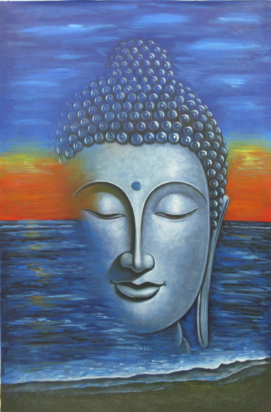 Mahanirvana 02 - 24in X 36in,RAJVEN05_2436,Acrylic Colors,Peace,Buddha,Shanti,Meditation,Buddhism - Buy Paintings online in India