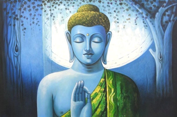 Mahanirvana 04 - 36in X 24in,RAJVEN07_3624,Acrylic Colors,Peace,Buddha,Shanti,Meditation,Buddhism - Buy Paintings online in India