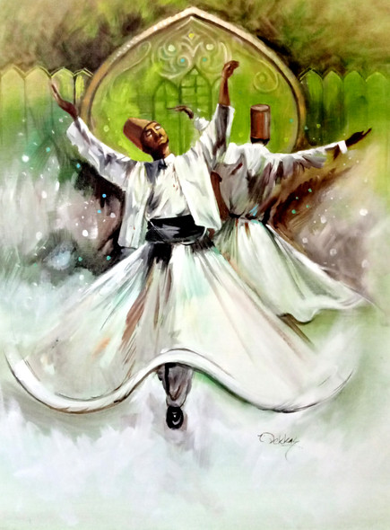 Sufi Dance (ART_1038_65827) - Handpainted Art Painting - 24in X 32in